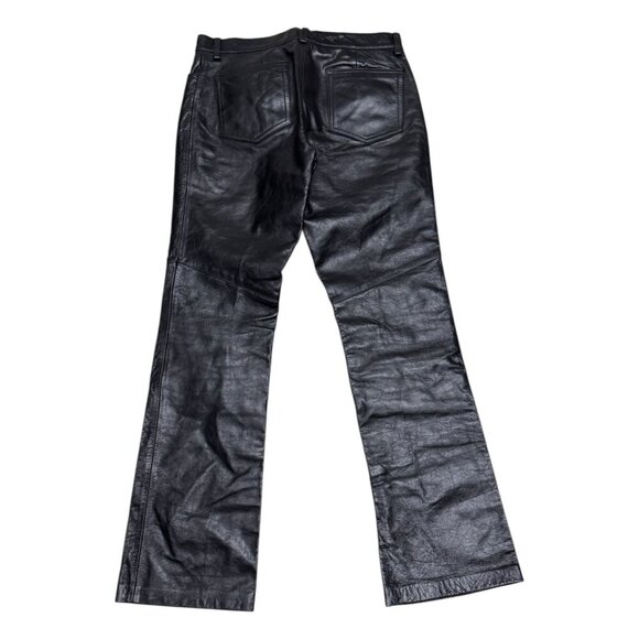 GAP VINTAGE Y2K Bootcut LEATHER Motorcycle Streetwear Flare Pants Womens 10 - Picture 2 of 7